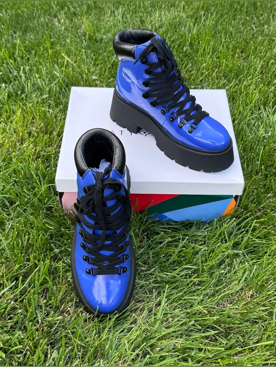 Katy Perry Collections Shoes - Katy Perry Lace Up Ankle Boots Colbat Blue/Blk Size 9M